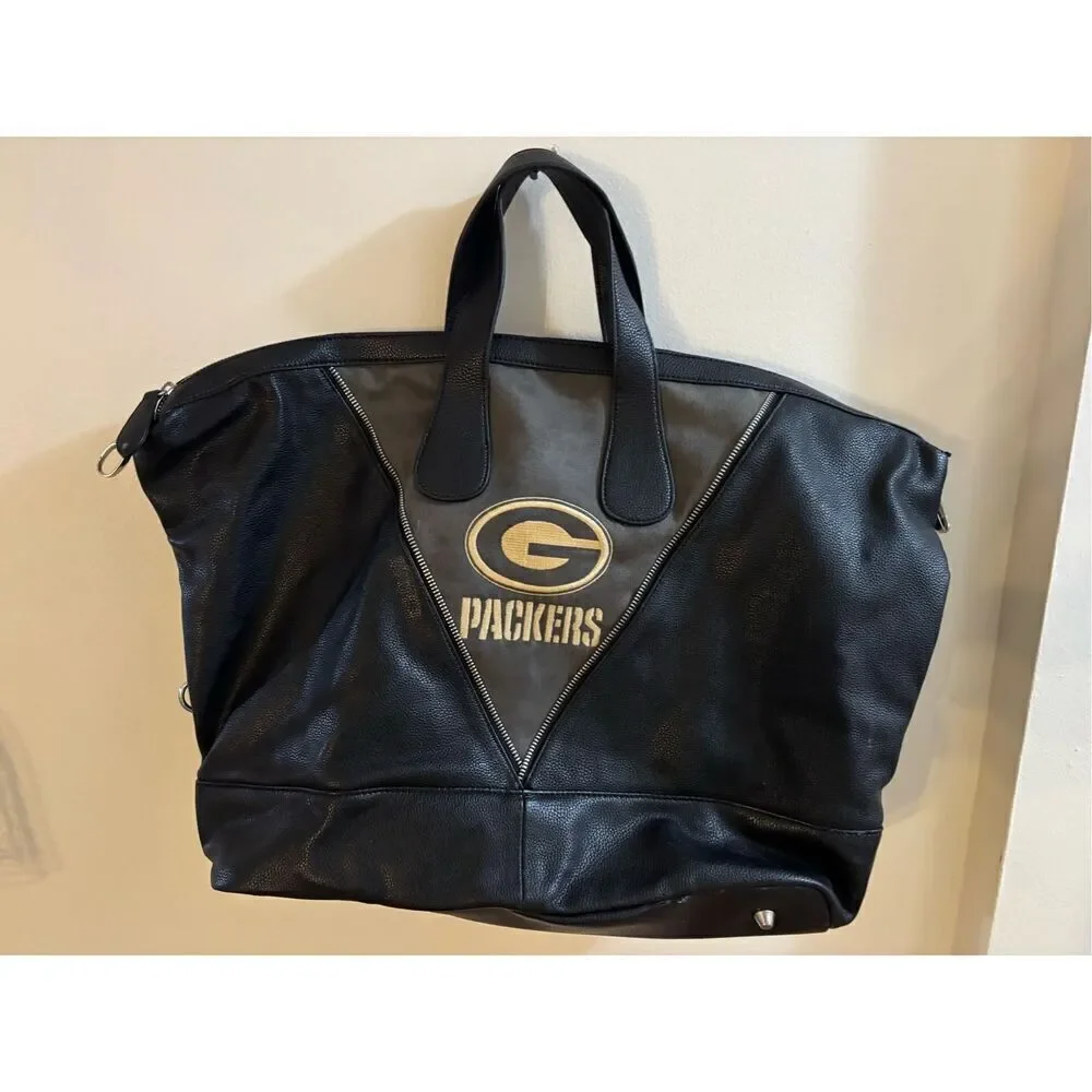 Green Bay Packer Leather Overnight Bag